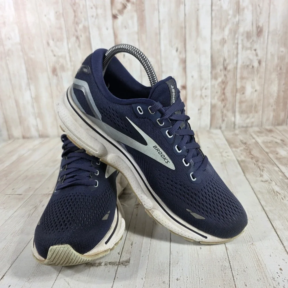 Brooks Ghost 15 Womens Running‎ Shoes Navy Blue Silver 1203801B450 Size 8 B